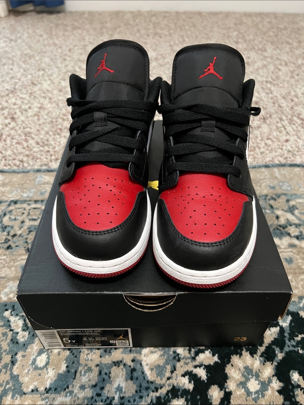 Jordan Low Top Sneakers in Black, Red & White